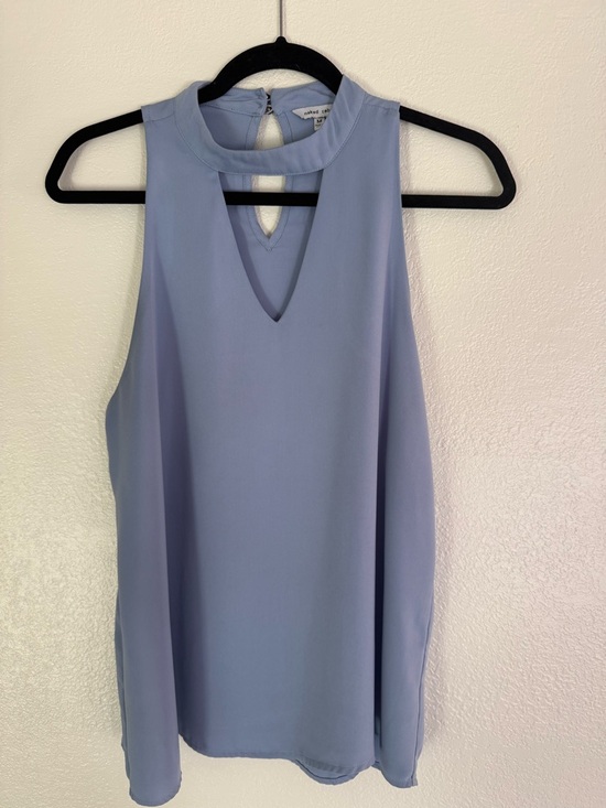Naked Zebra Tops - Naked Zebra Dusty Blue Keyhole Halter Tank Size M